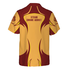 Railspirit Personalized Duluth, Missabe, & Iron Range Railroad Hawaiian Shirt Distinctive Flame Style Shirt For Steam Engine Addict