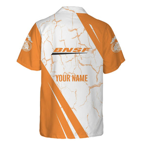 Railspirit Personalized BNSF Railway Hawaiian Shirt Crackle Texture Style Shirt For Trackhead