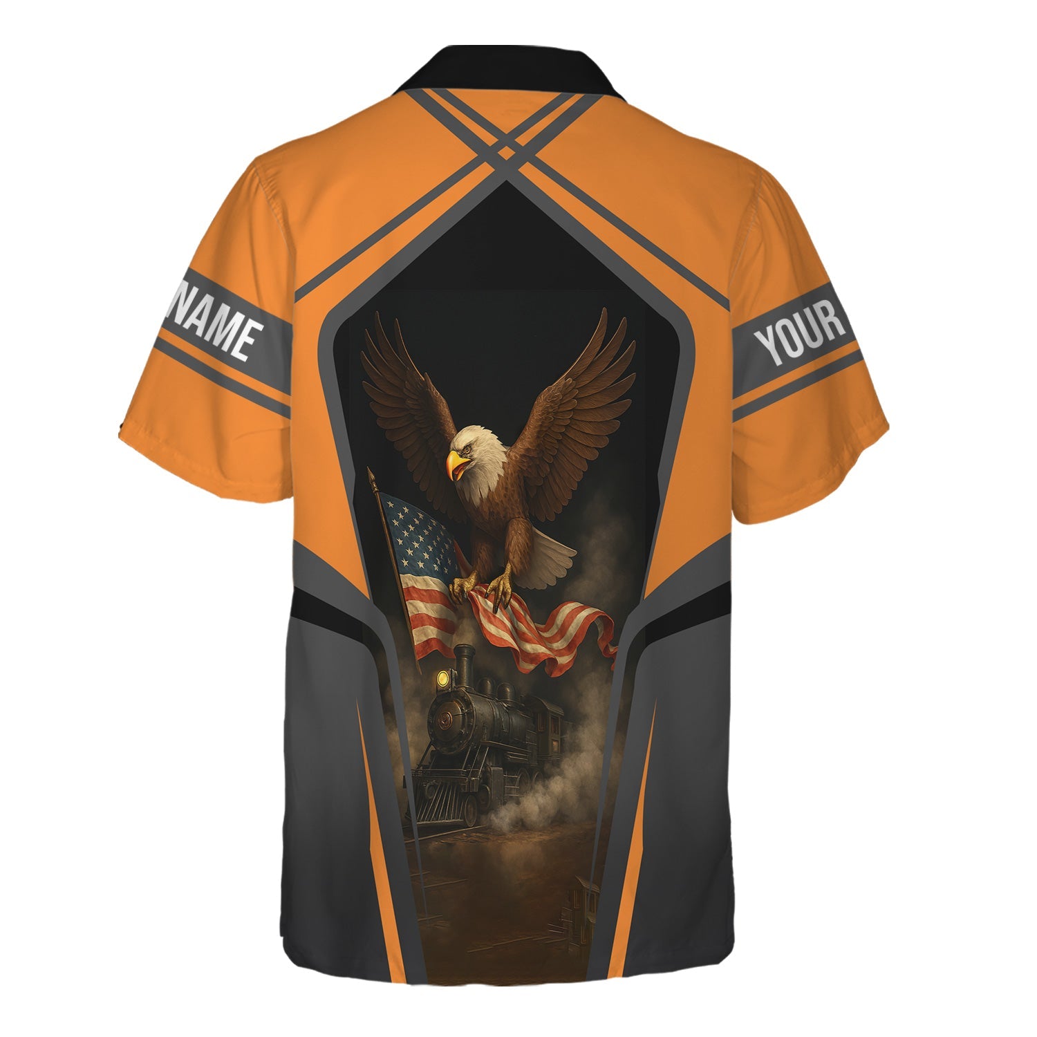 Railspirit Personalized BNSF Railway Hawaiian Shirt American Eagle Vintage Train Shirt