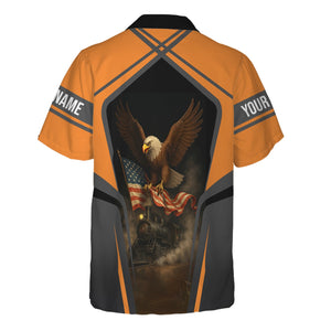 Railspirit Personalized BNSF Railway Hawaiian Shirt American Eagle Vintage Train Shirt