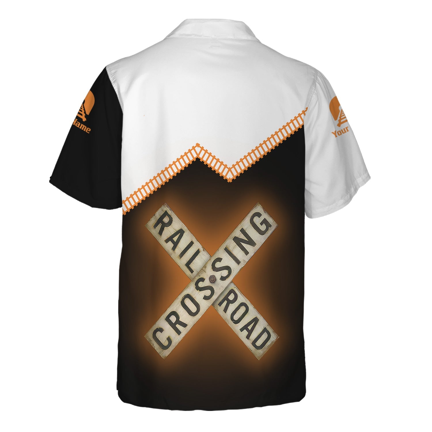 Railspirit Personalized BNSF Railway Hawaiian Shirt Railroad Crossing Printed Train Track Shirt