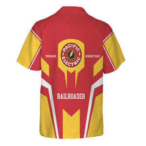 Railspirit Personalized Pacific Electric Railroad Hawaiian Shirt Custom Year Railroader Shirt Gift Idea For Train Lover