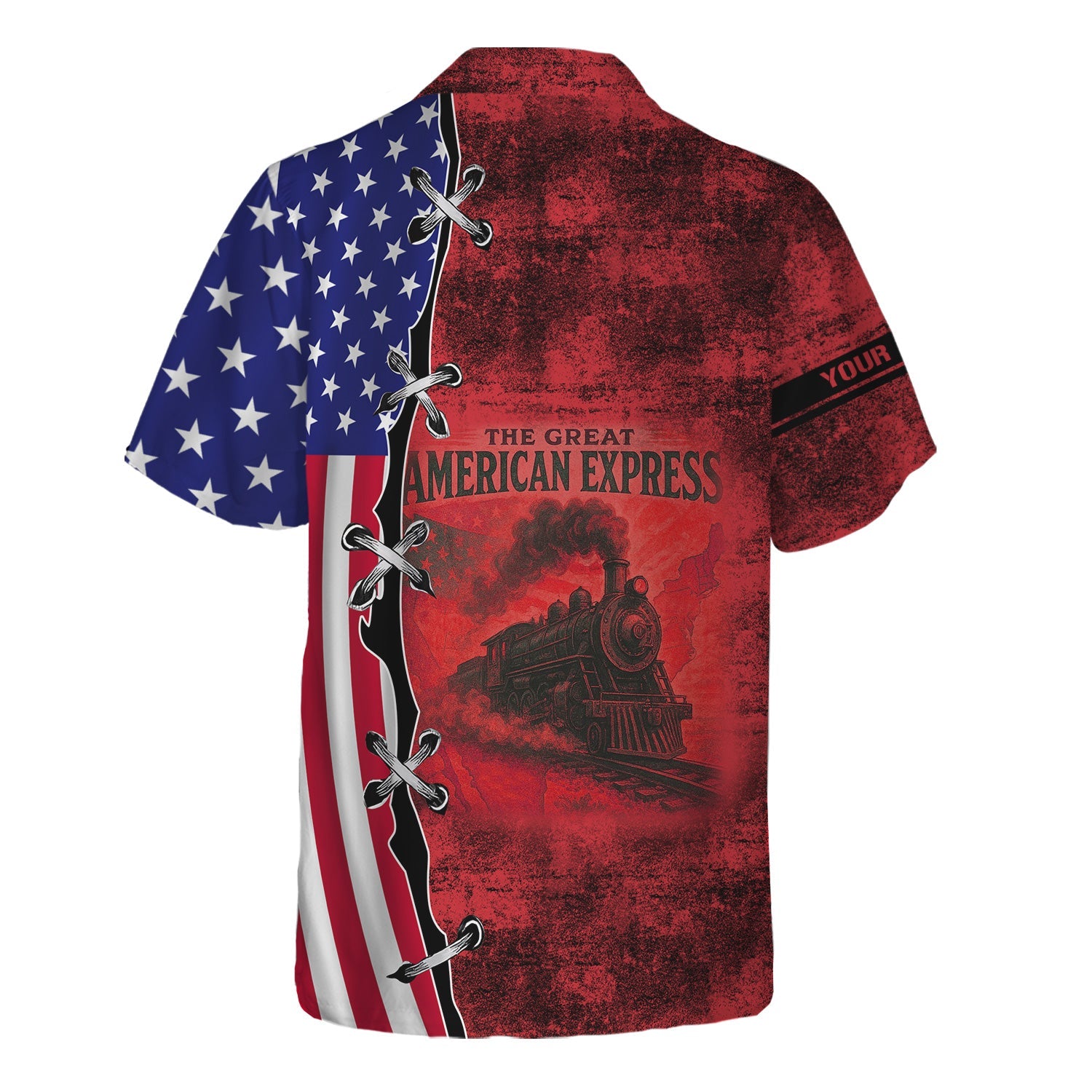 Railspirit Personalized Pacific Electric Railroad Hawaiian Shirt Retro American Express Train With USA Flag Shirt