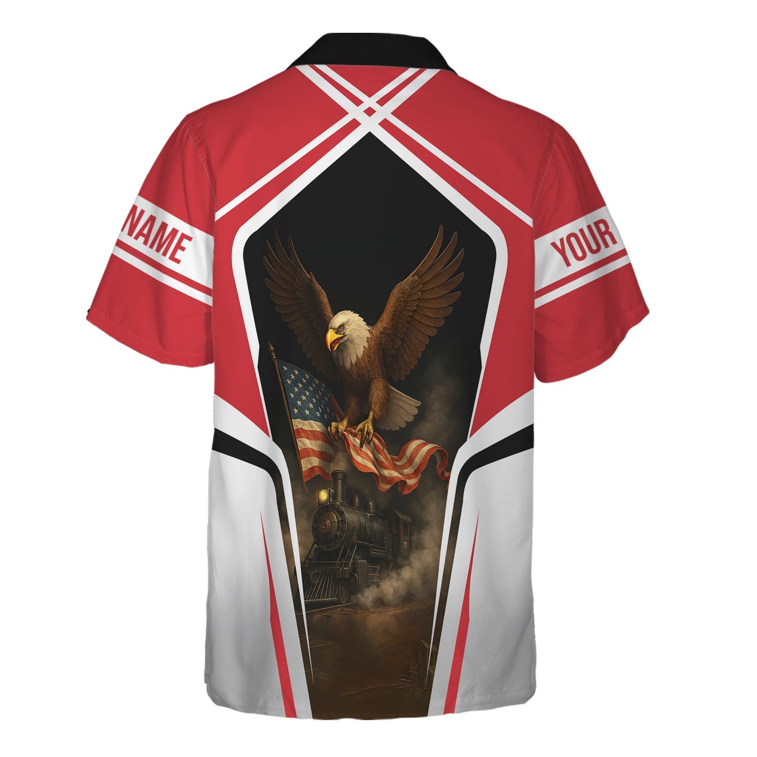 Railspirit Personalized Pacific Electric Railroad Hawaiian Shirt American Eagle Vintage Train Shirt