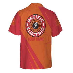 Railspirit Personalized Pacific Electric Railroad Hawaiian Shirt Crackle Texture Style Shirt For Trackhead