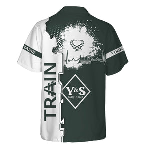 Railspirit Personalized Youngstown & Southern Railroad Hawaiian Shirt Engine Heartbeat and Track Love Style Shirt Gift Idea For Train Lovers