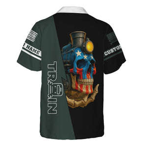 Railspirit Personalized Youngstown & Southern Railroad Hawaiian Shirt Train Skull American Flag Shirt All Over Print