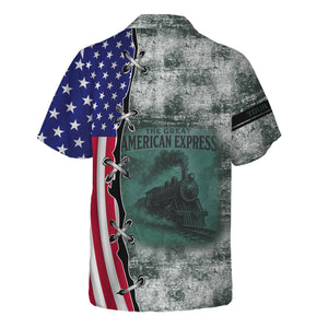 Railspirit Personalized Youngstown & Southern Railroad Hawaiian Shirt Retro American Express Train With USA Flag Shirt