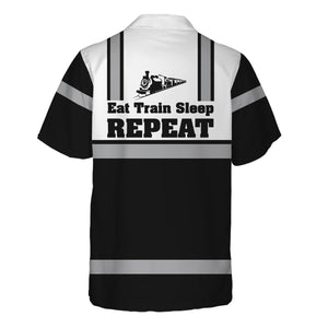 Railspirit Custom Name Detroit Toledo And Ironton Railroad Hawaiian Shirt Eat Train Sleep Repeat Printed Train Shirt