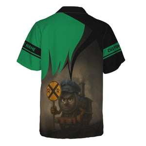 Railspirit Personalized Pittsburgh And Lake Erie Railroad Hawaiian Shirt Angry Train Hawaiian Shirt Gift Idea For Train Lover