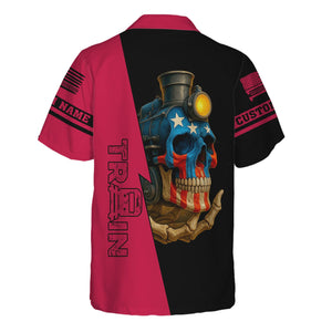 Railspirit Personalized Durango And Silverton Narrow Gauge Railroad Hawaiian Shirt Train Skull American Flag Shirt All Over Print