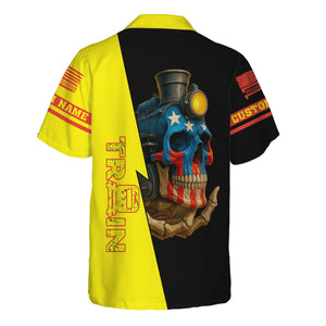 Railspirit Personalized Strasburg Railroad Hawaiian Shirt Train Skull American Flag Shirt All Over Print