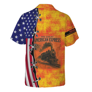Railspirit Personalized Strasburg Railroad Hawaiian Shirt Retro American Express Train With USA Flag Shirt