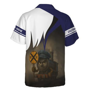 Railspirit Personalized CSX Transportation Railroad Hawaiian Shirt Angry Train Hawaiian Shirt Gift Idea For Train Lover