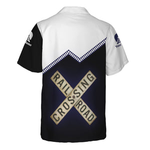 Railspirit Personalized CSX Transportation Railroad Hawaiian Shirt Railroad Crossing Printed Train Track Shirt