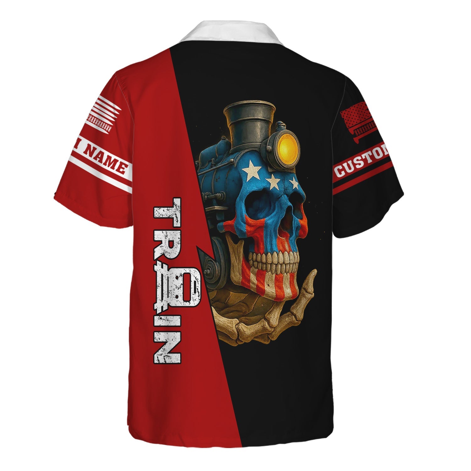 Railspirit Personalized Monon Railroad Hawaiian Shirt Train Skull American Flag Shirt All Over Print