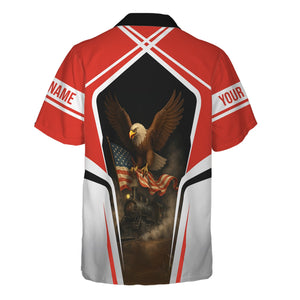 Railspirit Personalized Canadian National Railroad Hawaiian Shirt American Eagle Vintage Train Shirt