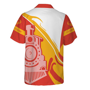 Railspirit Personalized Canadian National Railroad Hawaiian Shirt Flame-Inspired Style Shirt Gift Idea For Train Lovers
