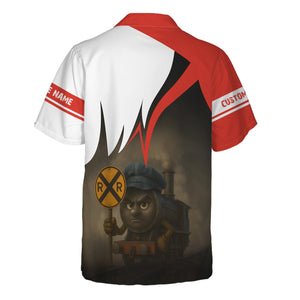Railspirit Personalized Canadian National Railroad Hawaiian Shirt Angry Train Hawaiian Shirt Gift Idea For Train Lover