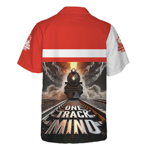 Railspirit Personalized Canadian National Railroad Hawaiian Shirt One Track Mind Train Printed Shirt