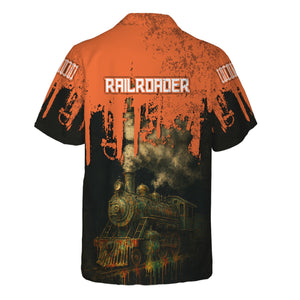 Railspirit Personalized Wheeling And Lake Erie Railroad Hawaiian Shirt Vintage Train Art Style Shirt For Locomotive Fans