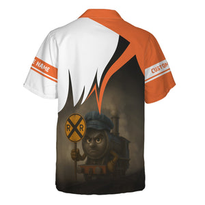 Railspirit Personalized Wheeling And Lake Erie Railroad Hawaiian Shirt Angry Train Hawaiian Shirt Gift Idea For Train Lover