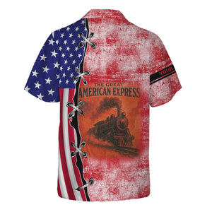 Railspirit Personalized Green Bay & Western Railroad Hawaiian Shirt Retro American Express Train With USA Flag Shirt