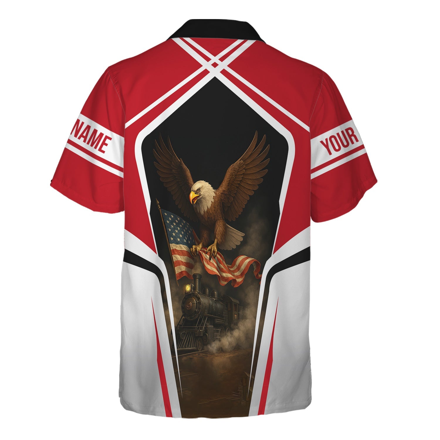 Railspirit Personalized Green Bay & Western Railroad Hawaiian Shirt American Eagle Vintage Train Shirt