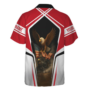 Railspirit Personalized Green Bay & Western Railroad Hawaiian Shirt American Eagle Vintage Train Shirt