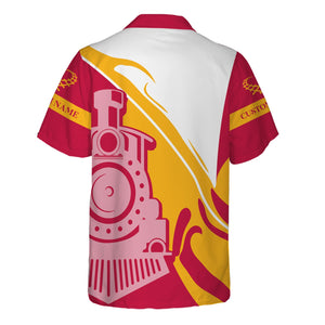 Railspirit Personalized Canadian Pacific Railroad Hawaiian Shirt Flame-Inspired Style Shirt Gift Idea For Train Lovers