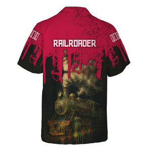 Railspirit Personalized Canadian Pacific Railroad Hawaiian Shirt Vintage Train Art Style Shirt For Locomotive Fans