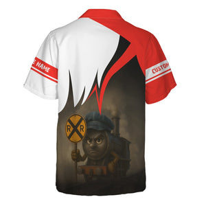 Railspirit Personalized Fleischmann And Western Railroad Hawaiian Shirt Angry Train Hawaiian Shirt Gift Idea For Train Lover