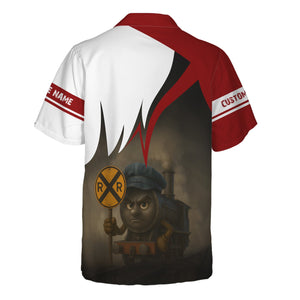 Railspirit Personalized Western Maryland Railway Hawaiian Shirt Angry Train Hawaiian Shirt Gift Idea For Train Lover