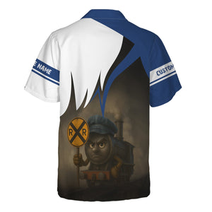 Railspirit Personalized Duluth, Winnipeg and Pacific Railway Hawaiian Shirt Angry Train Hawaiian Shirt Gift Idea For Train Lover