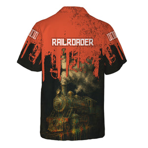 Railspirit Personalized Texas and Pacific Railway Hawaiian Shirt Vintage Train Art Style Shirt For Locomotive Fans