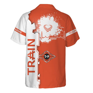 Railspirit Personalized Texas and Pacific Railway Hawaiian Shirt Engine Heartbeat and Track Love Style Shirt Gift Idea For Train Lovers