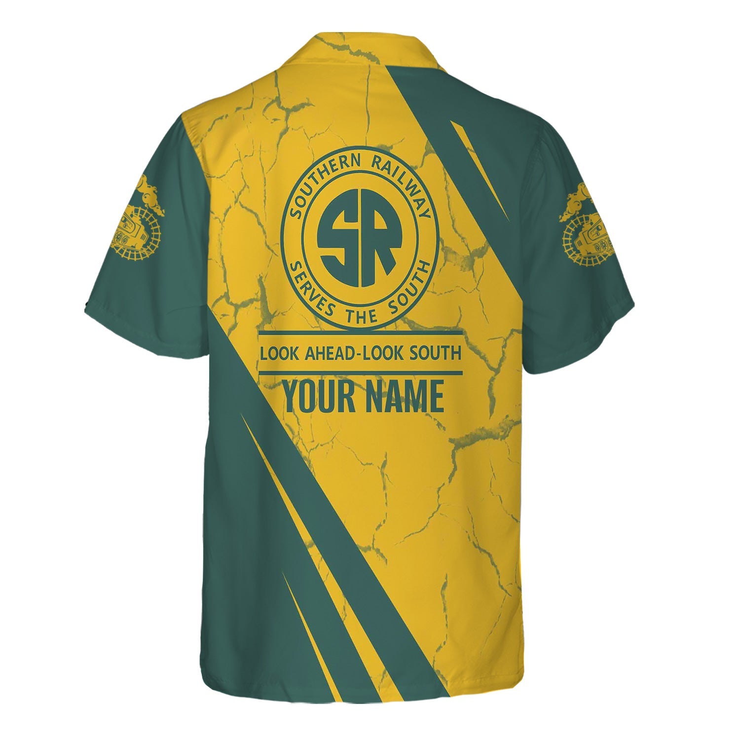 Railspirit Personalized Southern Railway U.S Hawaiian Shirt Crackle Texture Style SOU Shirt For Trackhead