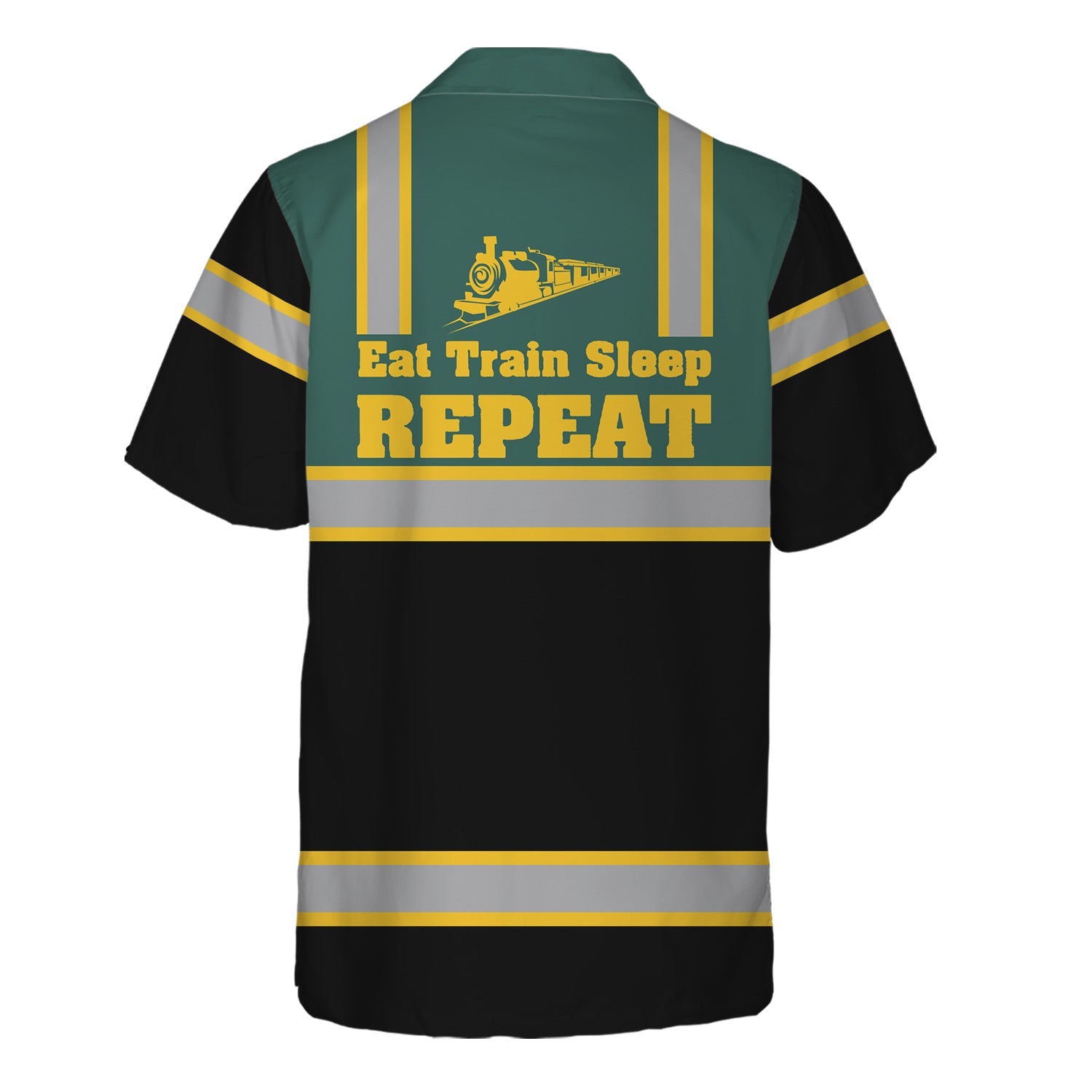 Railspirit Custom Name Southern Railway U.S Hawaiian Shirt Eat Train Sleep Repeat SOU Printed Train Shirt