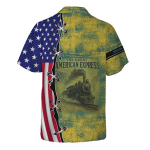 Railspirit Personalized Southern Railway U.S Hawaiian Shirt Retro American Express Train With USA Flag SOU Shirt