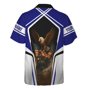 Railspirit Personalized Santa Fe Railway Hawaiian Shirt American Eagle Vintage Train Atchison, Topeka and Santa Fe Railway Shirt