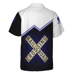 Railspirit Personalized Santa Fe Railway Hawaiian Shirt Railroad Crossing Printed Train Track Shirt