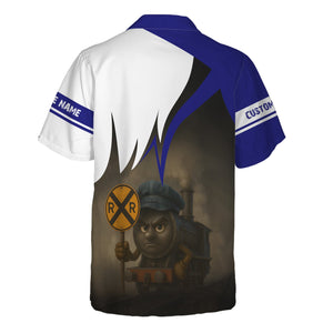 Railspirit Personalized Santa Fe Railway Hawaiian Shirt Angry Train Atchison, Topeka and Santa Fe Railway Hawaiian Shirt Gift Idea For Train Lover