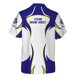 Railspirit Personalized Santa Fe Railway Hawaiian Shirt Distinctive Flame Style Atchison, Topeka and Santa Fe Railway Shirt For Steam Engine Addict