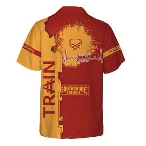 Railspirit Personalized Chicago South Shore and South Bend Railroad Hawaiian Shirt Engine Heartbeat and Track Love Style Shirt