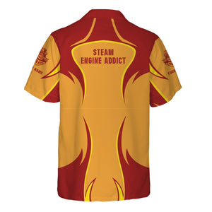 Railspirit Personalized Chicago South Shore and South Bend Railroad Hawaiian Shirt Distinctive Flame Style Shirt For Steam Engine Addict