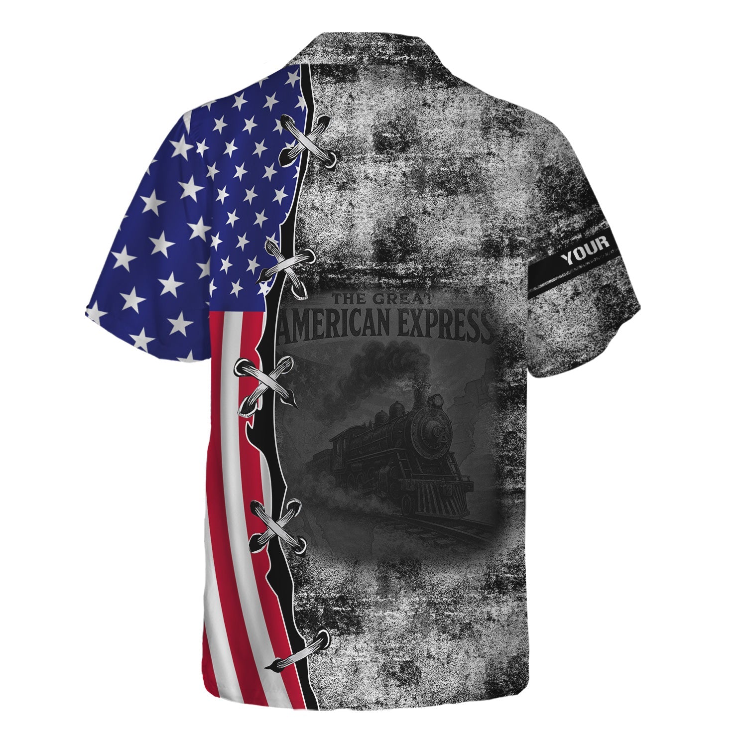 Railspirit Personalized Union Electric Railway Hawaiian Shirt Retro American Express Train With USA Flag Shirt