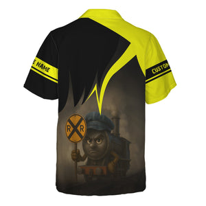 Railspirit Personalized Iowa Interstate Railroad Hawaiian Shirt Angry Train IAIS Hawaiian Shirt Gift Idea For Train Lover