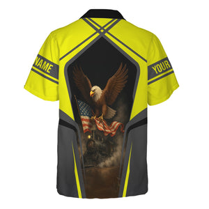 Railspirit Personalized Iowa Interstate Railroad Hawaiian Shirt American Eagle Vintage Train IAIS Shirt