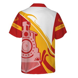 Railspirit Personalized Iowa Interstate Railroad Hawaiian Shirt Flame-Inspired Style IAIS Shirt Gift Idea For Train Lovers