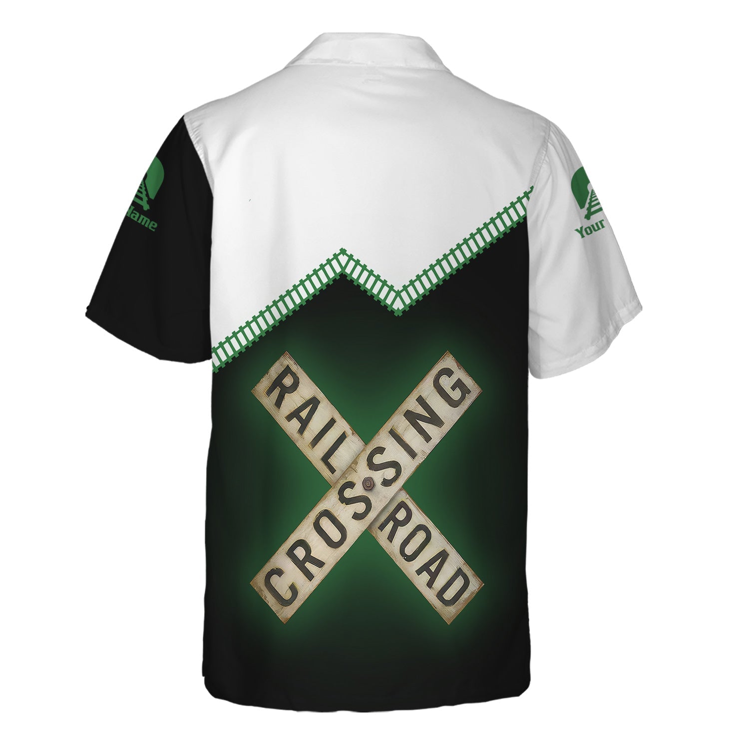 Railspirit Personalized Burlington Northern Railroad Hawaiian Shirt Railroad Crossing Printed Train Track Shirt